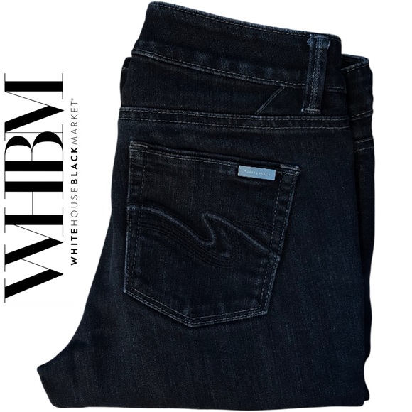 NEW White House Black Market Blanc Embroidered Black Bootcut Jeans - Size 0R - Picture 2 of 8
